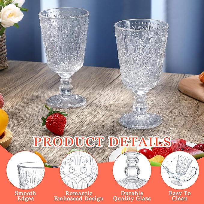 Eaasty Wine Glasses Set of 12 Vintage Goblet 9 oz Vintage Colored Glass Goblet - Image 3