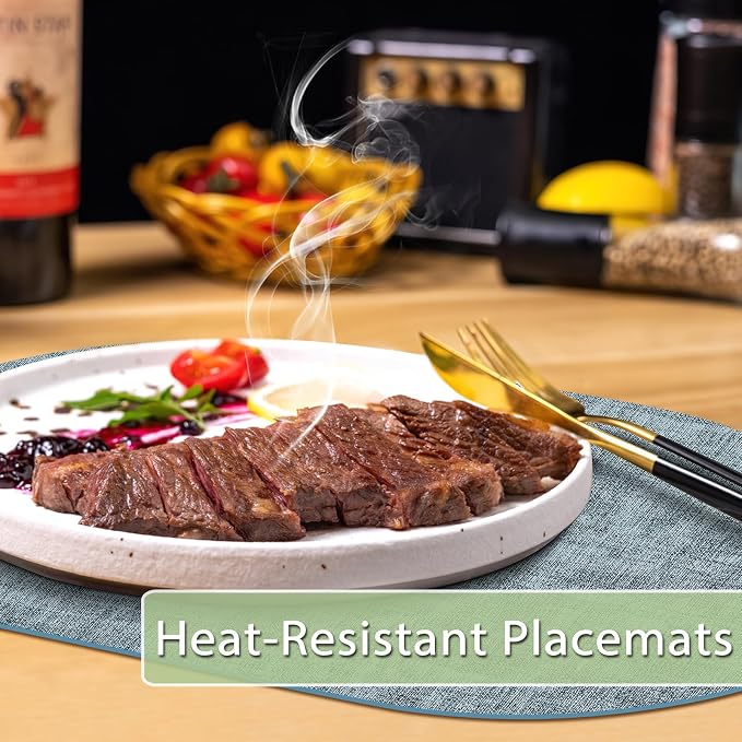 Placemats Set of 12 Washable, Heat Resistant Table Placemats Wipeable Faux - Image 2