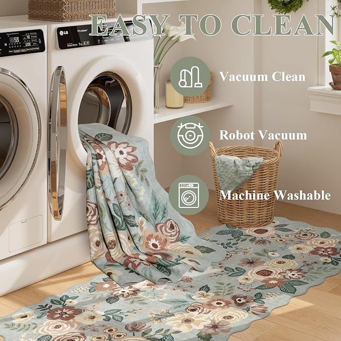 DUKINO 4x6 Area Rug, Floral Non-Slip Indoor Washable Rug - Image 6