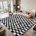 Area Rugs for Bedroom Living Room, 5x8 Black and White Fluffy Soft Checkered by Boshengya