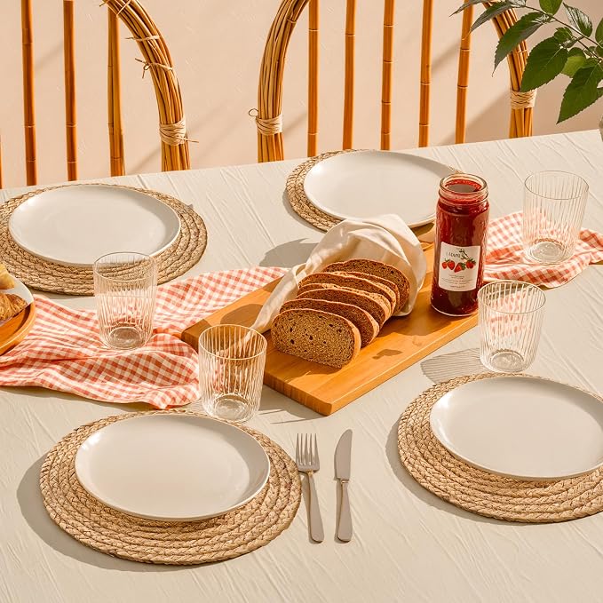 Aofmee 12 inch Round Woven Placemats Set of 10, Boho Rattan Place Mats - Image 8