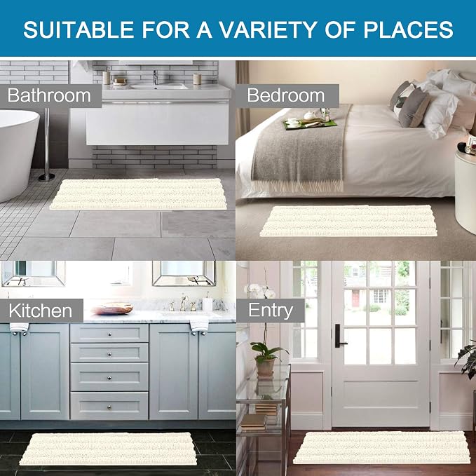 H.VERSAILTEX Bath Rugs for Bathroom Non Slip Bath Mats Extra Thick Chenille - Image 6