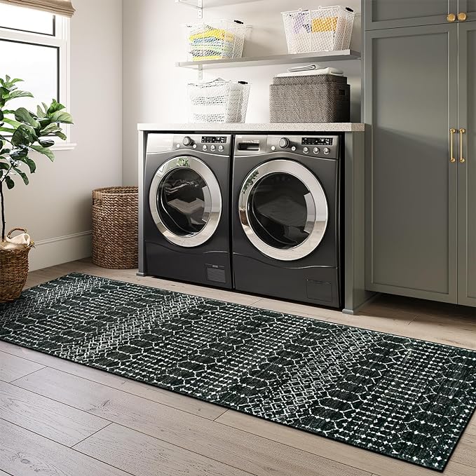 Lahome Moroccan 2x6 Black Runner Rug Non-Slip, Kitchen Rug Runner Washable - Image 6