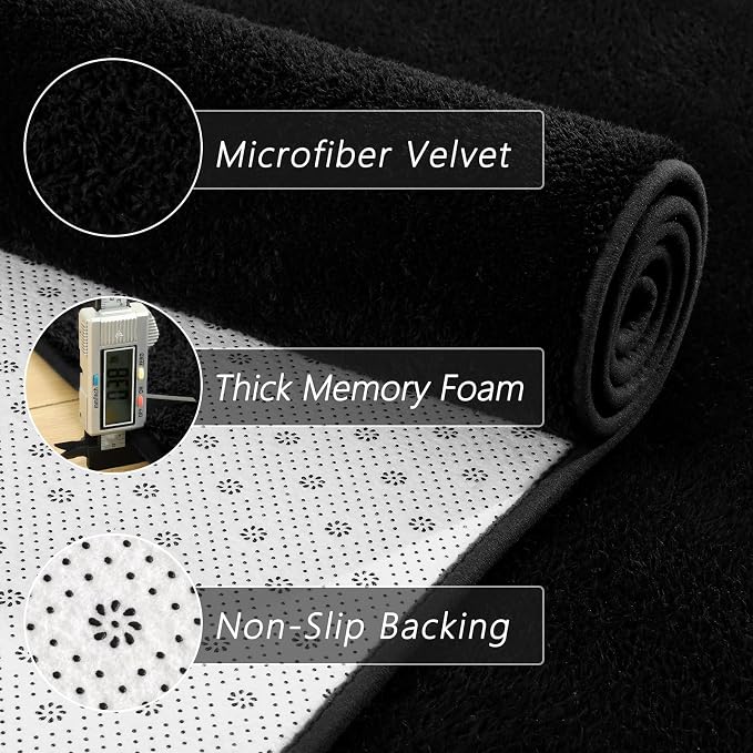 5x7 Feet Black Area Rugs for Bedroom, Indoor Washable Memory Foam Rug for - Image 4