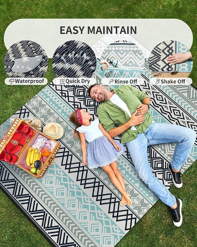 MontVoo Outdoor Rug Carpet Waterproof-Patio Rug Mat 6x9 Reversible RV Outdoor - Image 9