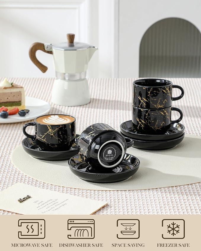 MALACASA 4 OZ Porcelain Espresso Cups - Image 4