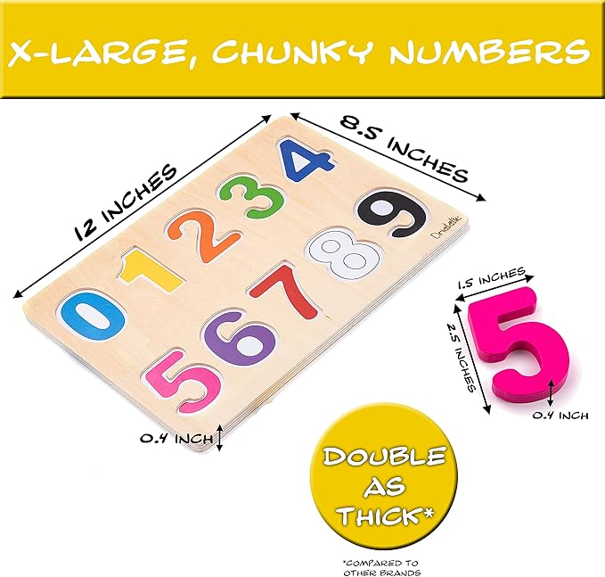 Magnetic Wooden Educational Number Puzzle - Learn Numbers & Color Recognition Toy – Toddler Preschool Game – Kids Montessori Education