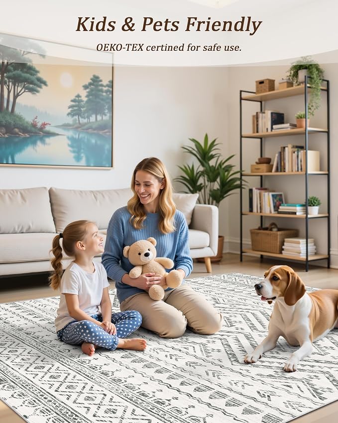 Miukiki 6x9 Area Rug for Living Room Moroccan Washable Rugs Non Slip Indoor - Image 6