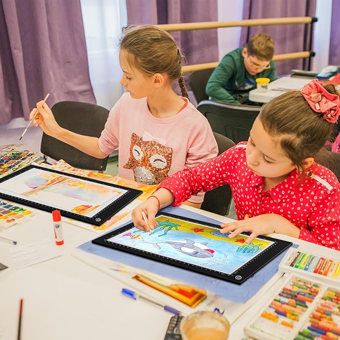 Light Box Drawing Pad A4, Tracing Board with Type-C Charge Cable and Brightness Adjustable for Artists, AnimationDrawing, Sketching, Animation, X-ray Viewing (A4-PS)