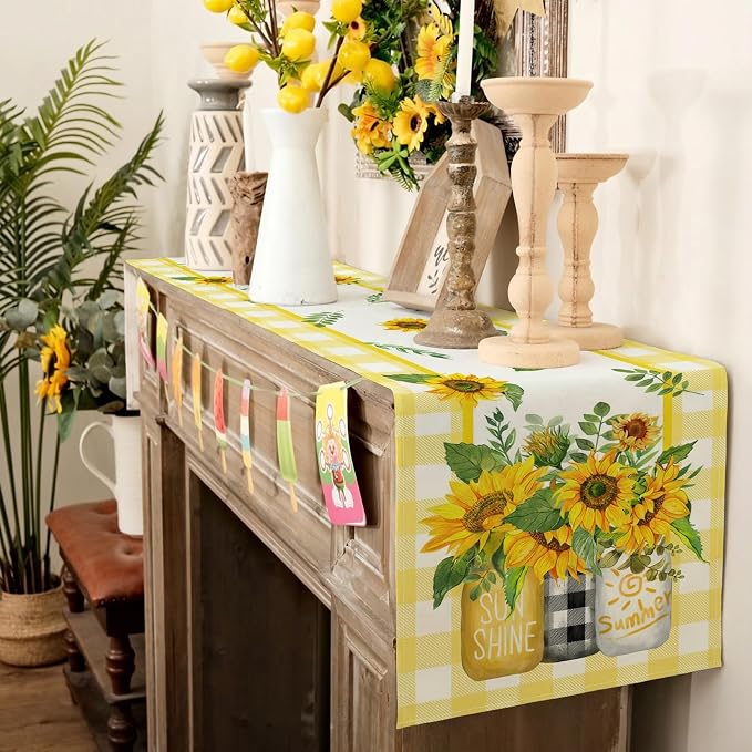 Sunflower Summer Table Runner 13x108 Inch, Kitchen Dining Table Decoration - Image 8