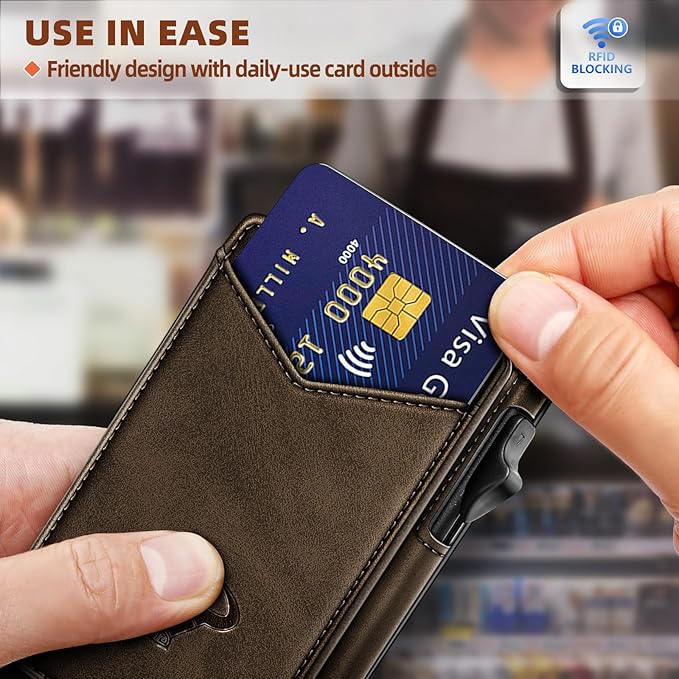 BULLIANT Men Wallet,Money Clip Wallet Slim For Gift Men 9Cards-Metal Credit Card Case in Magnetic Leather Flip