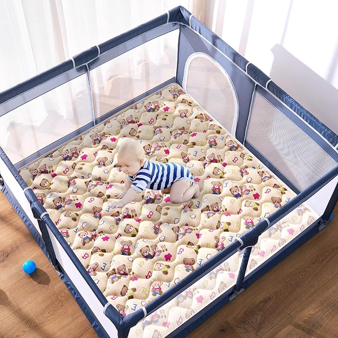 High-Density Foam Baby Play Mat, 50x50 Inches Thicken One-Piece Comfortable and Soft Playmat, Non Slip Machine Washable Floor Mat for Infants, Tapete Para Bebes,Toddlers