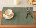 Linen Checked Placemats Set of 6, Sage Green Place Mats 12x18 Inch | Raised by Aoztio