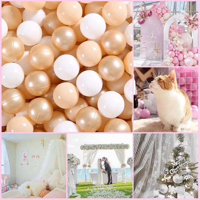 GOGOSO Ball Pit Balls for Toddlers, Brown Plastics Balls for Ball Pool Birhtday Party Girls Kids with Storage Bag, 2.17inches