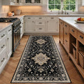 RELEANY Area Rugs Runner 3'x8' Washable Non-Slip, Floral Vintage Distress by RELEANY