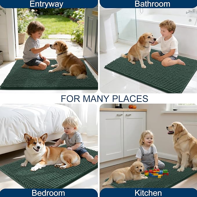 OLANLY Dog Door Mat for Muddy Paws 47x20, Ultra Absorbent Chenille Mud Doormat - Image 8