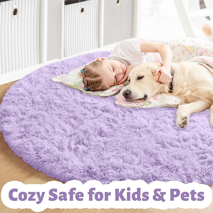 Amdrebio Light Purple Small Round Rugs 3Ft - Image 3