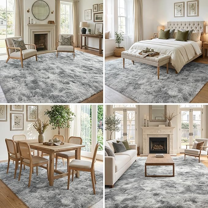 7x10 Ft Extra Large Shag Rugs for Living Room, Tie Dyed Ultra Soft Fluffy Furry - Image 4