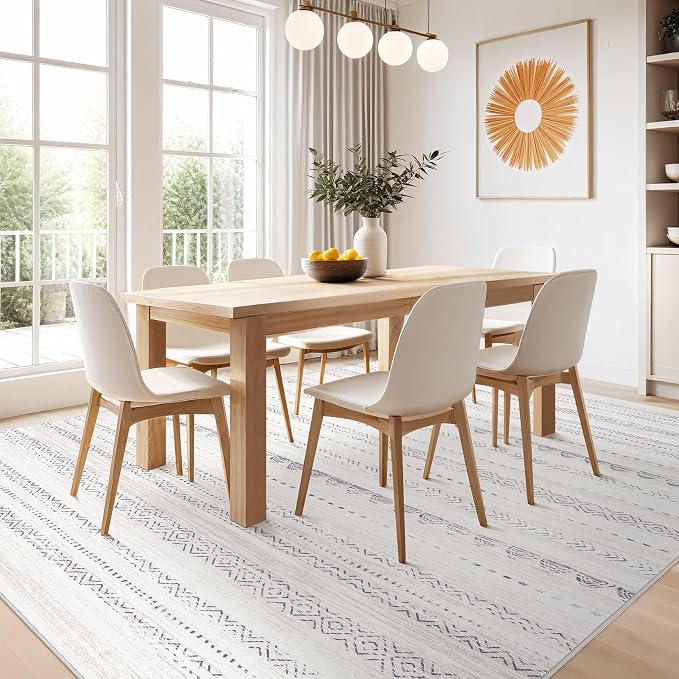 Nakagishi 8x11 Area Rugs Living Room: Washable Boho Large Neutral Soft - Image 6