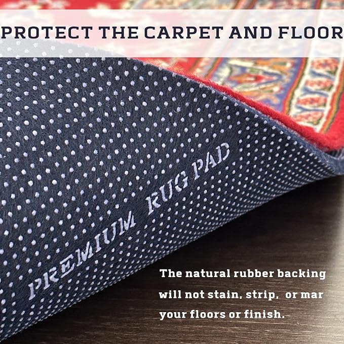 DELLUNA Non-Slip Area Rug Pad 3'x5', 3/8" Thick Double Side Rubber + Felt - Image 7
