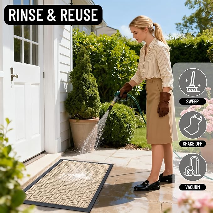 OLANLY Front Door Mat Outside Entrance 71x47, Heavy Duty Sturdy Natural Rubber - Image 8