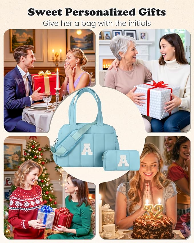 Duffle Bag, Weekender Bags for Girl，Monogrammed Gifts for Woman-Initial Overnight Bag with Wet Pocket，Lightweight Dance Bags Personalized Gymnastics bag with Makeup Pouch