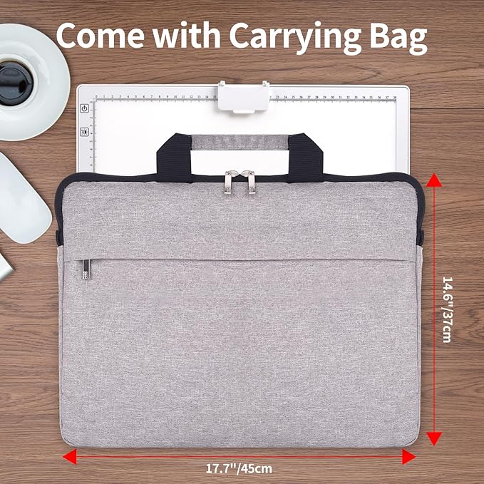 Elice Rechargeable A3 Light Pad with Carry Bag, Top Clip, Foldable Stand, 3 Colors/6 Levels/Stepless Brightness Wireless tracing Light Box/Board for Diamond Painting, Cricut Weeding Vinyl (White)