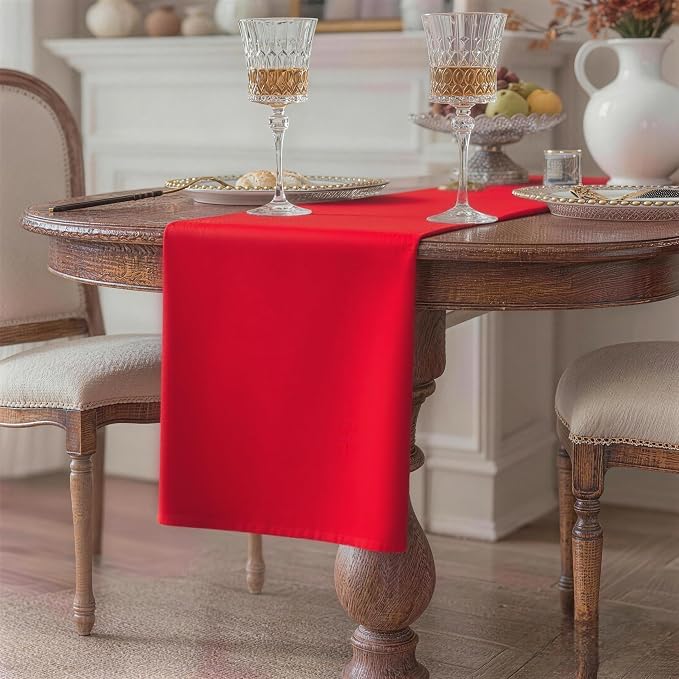 Red Table Runner, Waterproof Washable Runners 48 Inches Long | Reusable 12x48 - Image 2