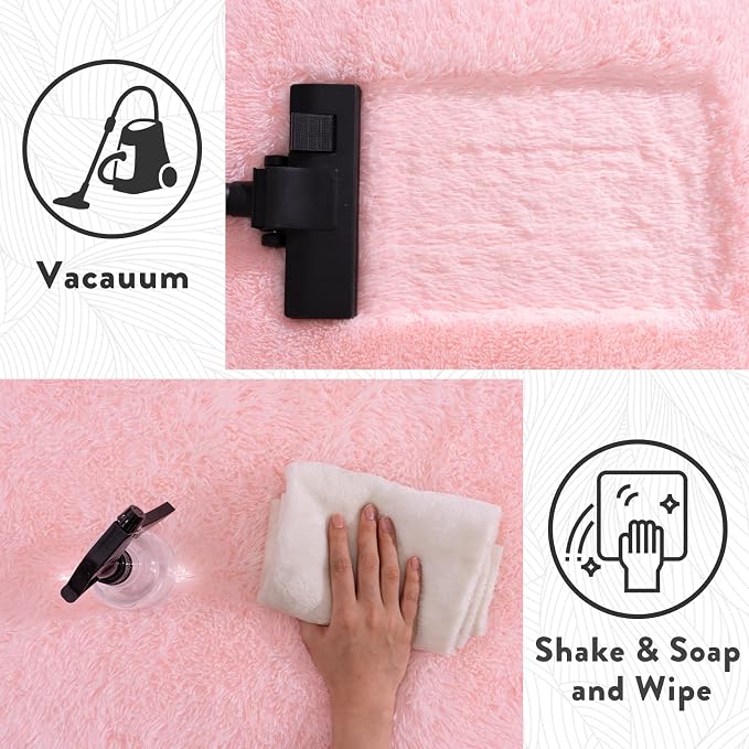 Fluffy Pink Rug for Bedroom Girls, 5x7 Soft Fuzzy Plush Shag Area Rug for - Image 9