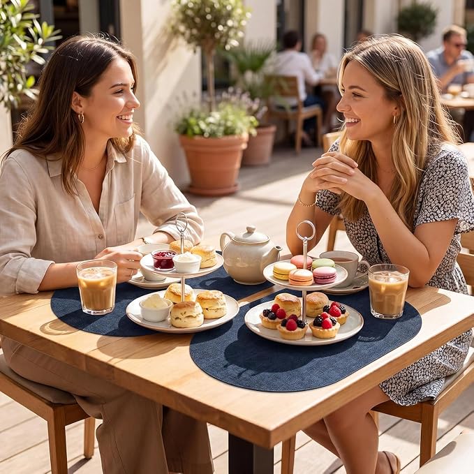 Placemats Set of 12-17" x 11.8" Waterproof & Heat Resistant Oval Place Mats - Image 7