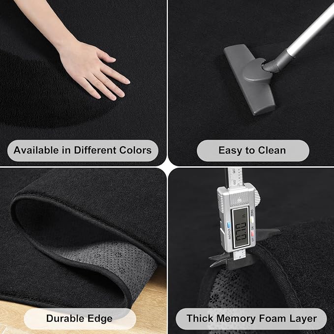 Amearea 5x5 Square Area Rugs for Bedroom Living Room, Modern Black Thickened - Image 5