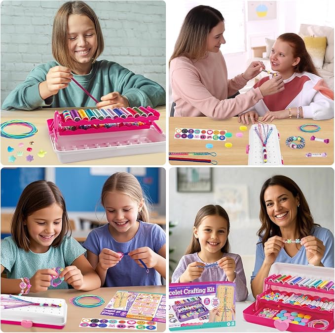 Friendship Bracelet Making Kit with Storage Box,DIY String Bracelet Arts and Craft for Girls Aged 8-12, Birthday Gifts for Ages 6 7 8 9 10 11 12 Year Old -Light Blue