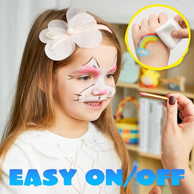 JOYIN 24 Colors Face Paint Safe & Non-Toxic Face and Body Crayons (Large Size 3 inch) Ultimate Party Pack Including 6 Metallic Colors for Birthday Toy Makeup Party Suppiles, Gifts for Kids Girls Boys