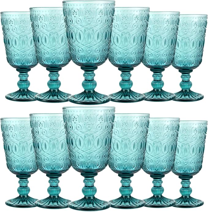 Eaasty Wine Glasses Set of 12 Vintage Goblet 9 oz Vintage Colored Glass Goblet by Eaasty