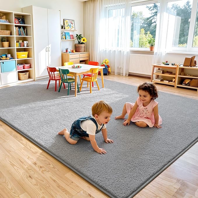 Keeko Area Rugs for Living Room Bedroom 5x8 Grey, Soft Modern Large Rugs Indoor - Image 4