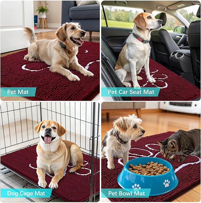 OLANLY Dog Door Mat for Muddy Paws 32x20, Paw Print Design, Absorbs Moisture - Image 7