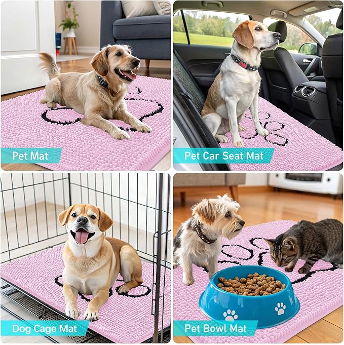 OLANLY Dog Door Mat for Muddy Paws 30x20, Paw Print Design, Absorbs Moisture - Image 7