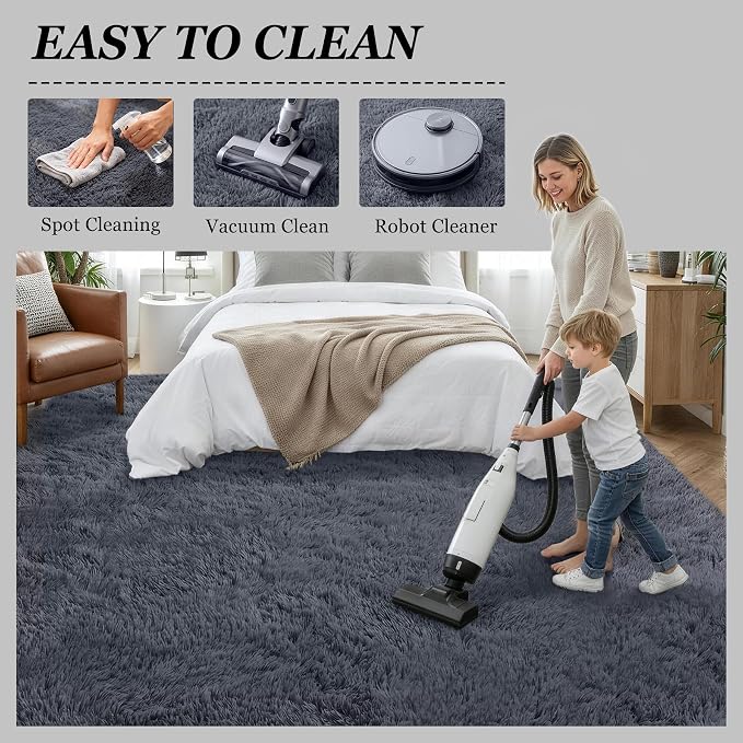Fluffy Area Rugs 9x12 Living Room Bedroom: Ultra Soft Shag Rug Upgrade Non-Slip - Image 8