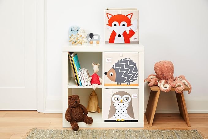 3 Sprouts Toy Storage Organizer: Toy Box Cube Organizer for Playroom, Nursery - Foldable Storage Bin - Hedgehog