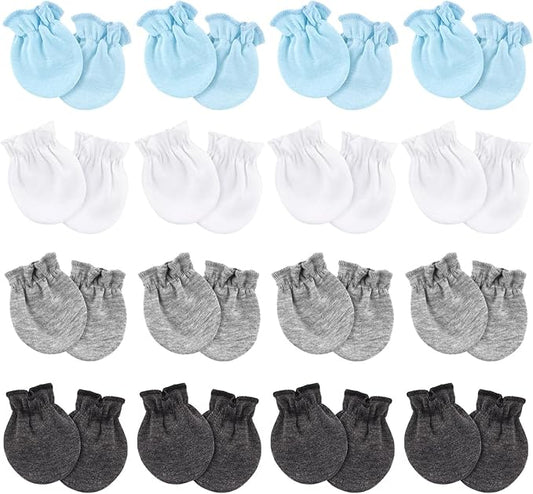 Newborn Baby Mittens No Scratch Cotton Elastic Wrist Gloves Infant Toddler Mittens for Baby Boy Girl 0-6 Months