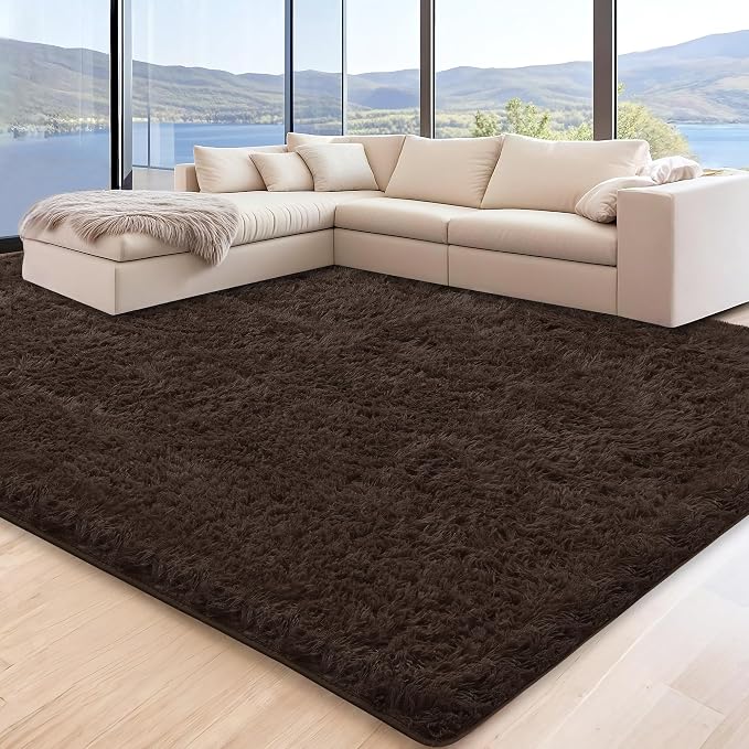 5x7 Brown Area Rugs for Living Room, Fluffy Shag Rug for Bedroom Nursery by Unknown