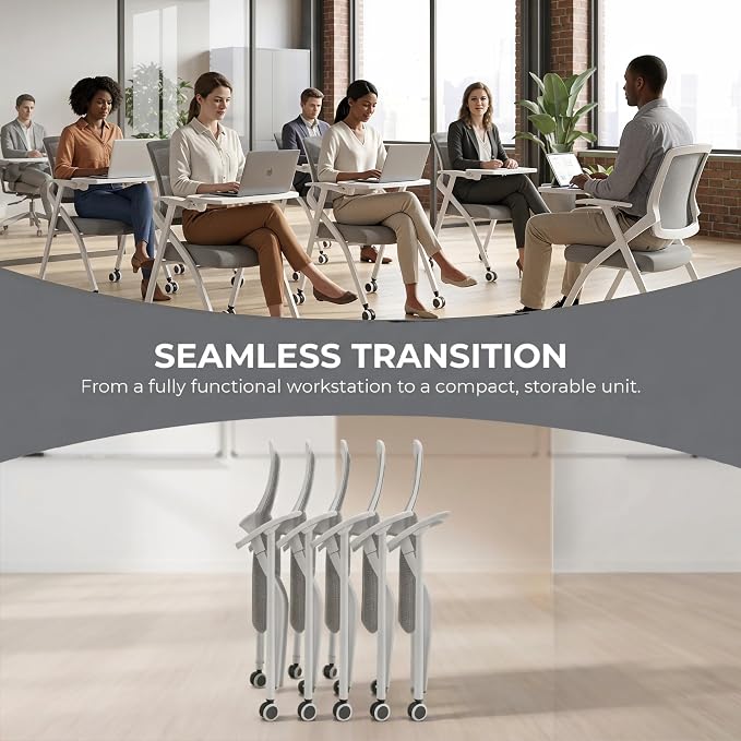 12 Pack Foldable Office Training Chairs - Image 7