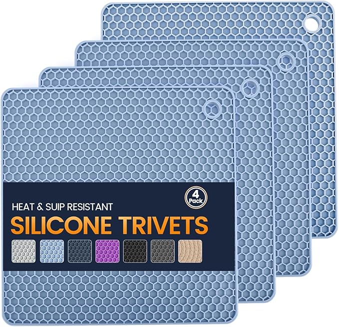 Silicone Trivet Mats 4 Heat Resistant Pot Holders Multipurpose Non-Slip Hot Pads by Unknown