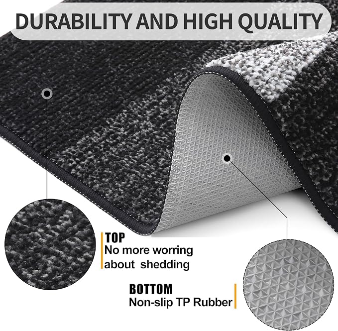 Kitinjoy Indoor Outdoor Door Mat, 59x32 Non-Slip Absorbent Dirt Trapper - Image 3