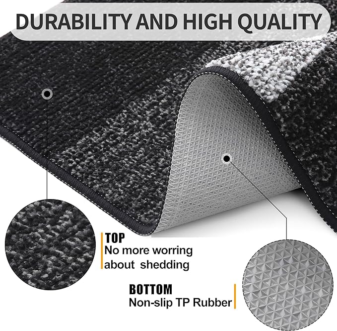 Kitinjoy Indoor Outdoor Door Mat, 59x36 Non-Slip Absorbent Dirt Trapper - Image 3