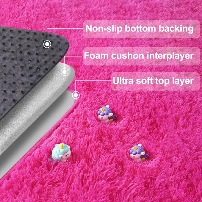 qulint 2x3 Rug for Bedroom, Cozy Fluffy Area Rugs for Living Room Soft Shag Hot - Image 6