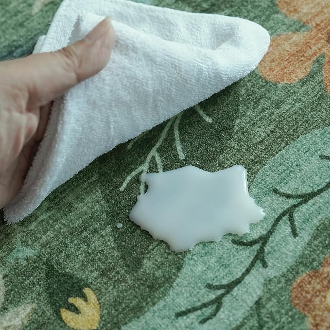 Washable Floral 2x4 Area Rug: Indoor Soft Scalloped Carpet - Image 7