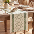 Artoid Mode Sage Green Stripe Diamond Woven Table Runner 12x60 Inch | Holiday by ArtoidMode