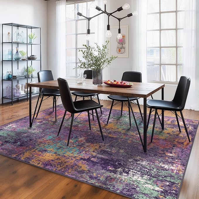 RELEANY Washable Area Rugs 8'x10' Non-Slip Modern Abstract Soft - Image 2