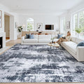8x10 Area Rugs for Living Room Washable: Abstract Soft Thin Low Pile Black Rug by Oriannal